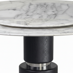 Palermo Marble Round Dining Table close tabletop detail with silver ring