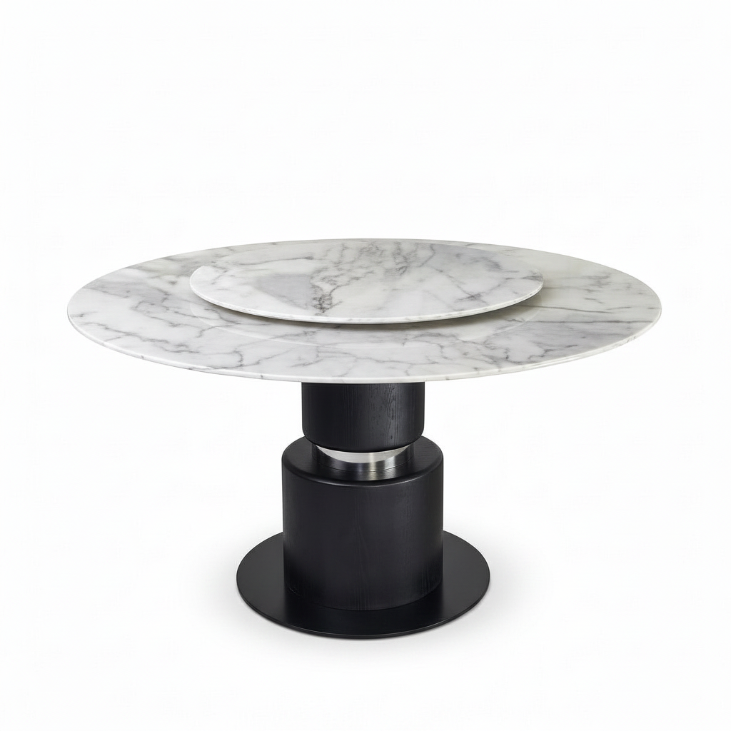 Palermo Marble Round Dining Table elevated oblique view