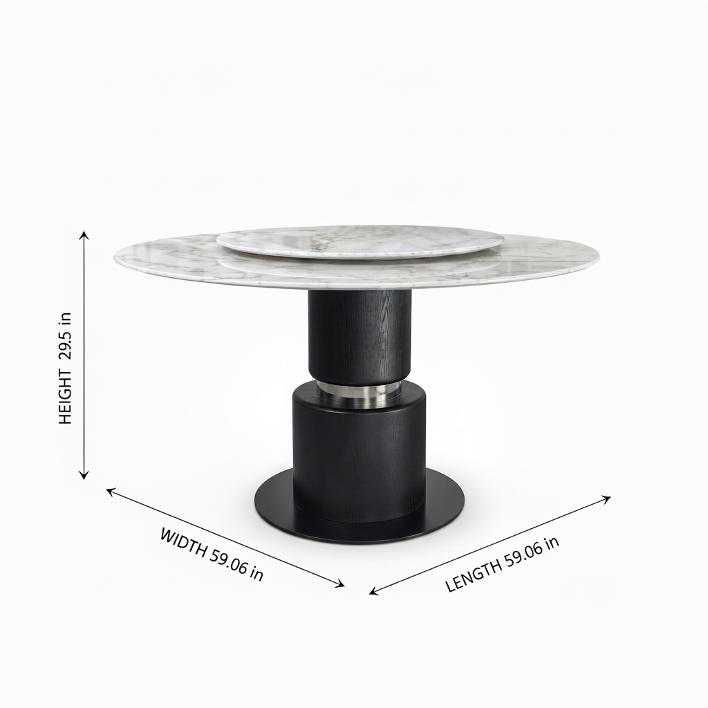 Palermo Marble Round Dining Table revised dimension diagram