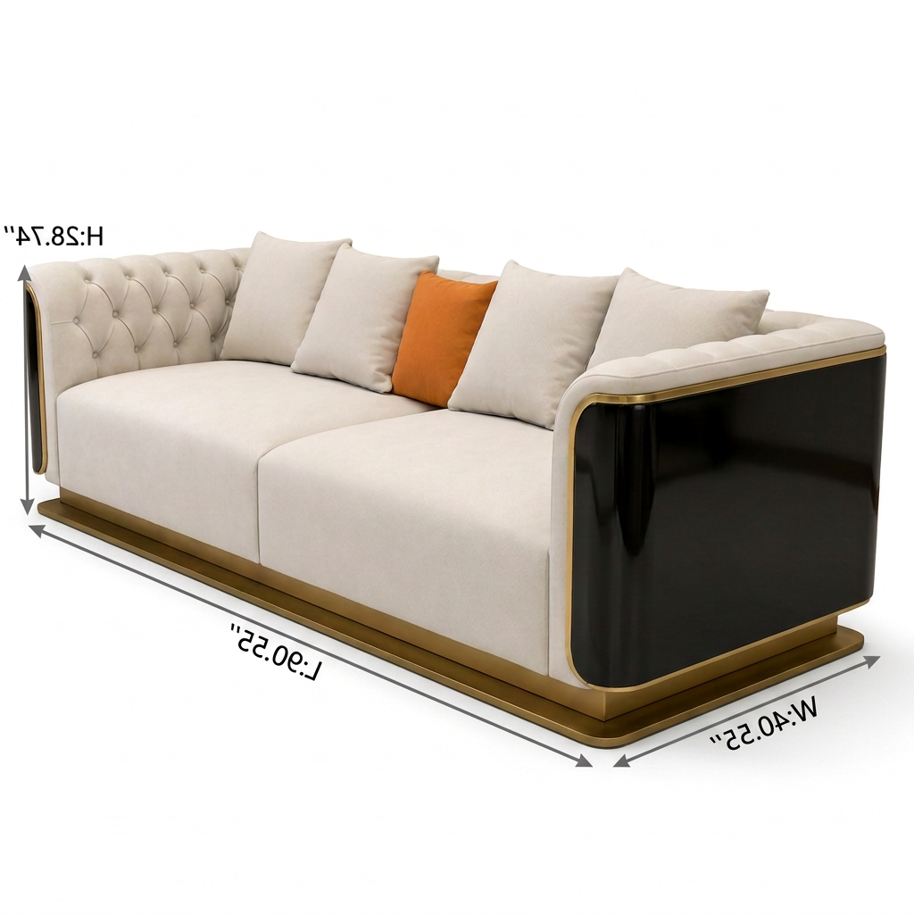 Palisandre Sofa — left 45° view with dimensions