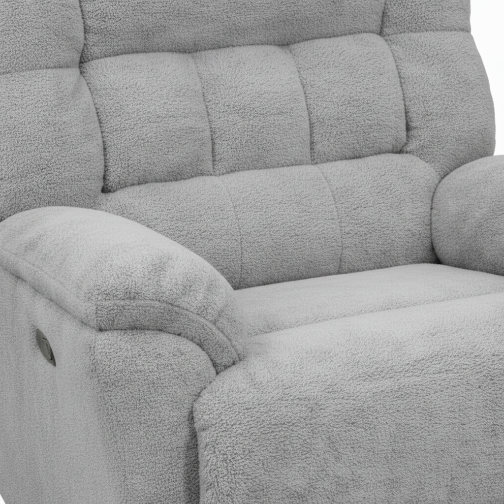 Palisette Fabric Accent Chair close-up of light gray fabric upholstery and stitched cushion detail on a white backgroundbackground