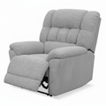 Palisette Fabric Accent Chair front interior view with the seating opening on the left and back on the right, upholstered in light gray fabric on a white background