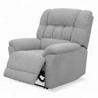 Palisette Fabric Accent Chair front interior view with the seating opening on the left and back on the right, upholstered in light gray fabric on a white background