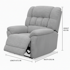 Palisette Fabric Accent Chair dimension diagram showing Length 47.0 IN, Width 39.0 IN, and Height 43.0 IN on a white background