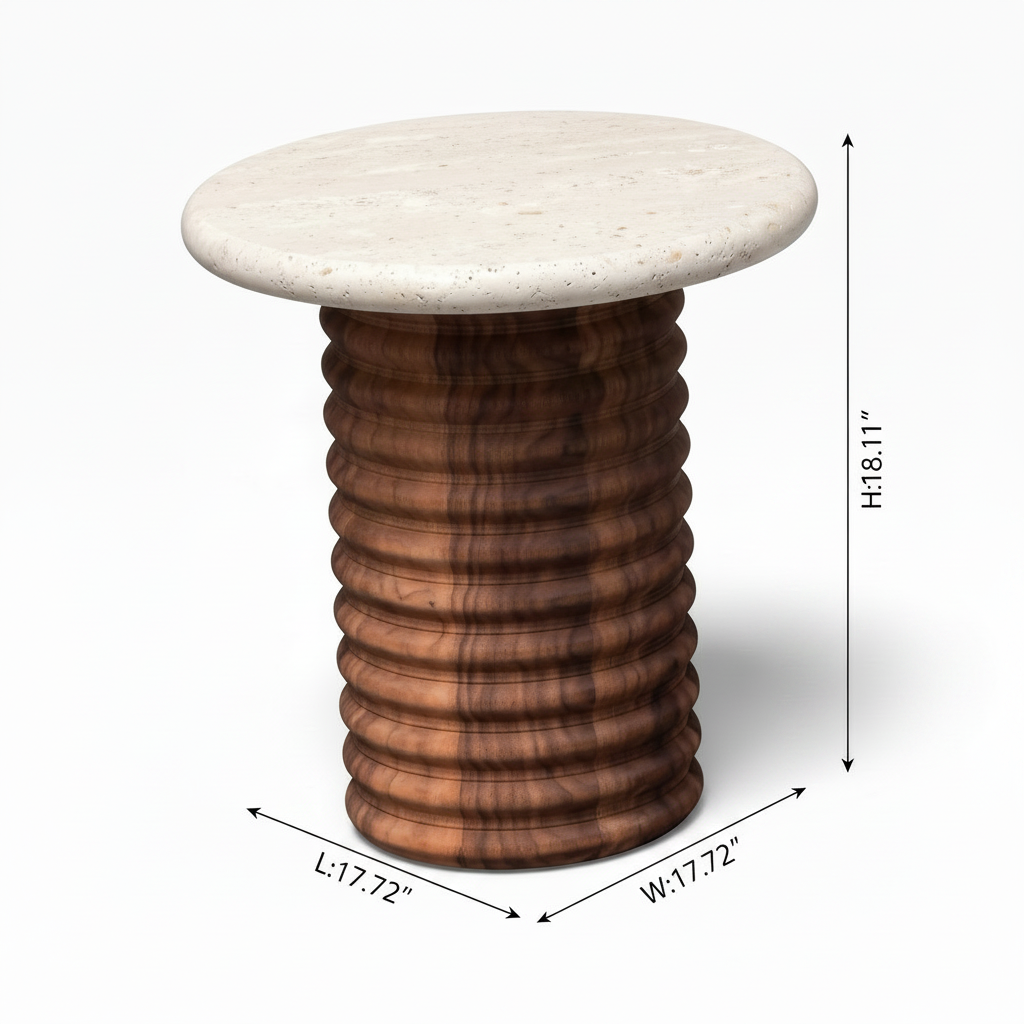 Pavero End Table 尺寸标注白底图