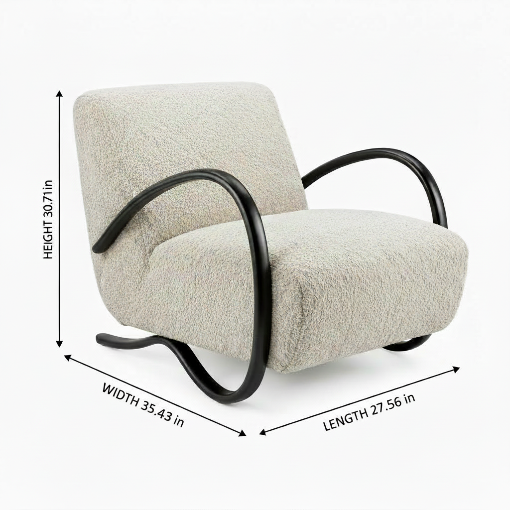 Quenaro Accent Chair dimensions showing 27.56 inch length, 35.43 inch width, and 30.71 inch height