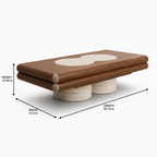 Quenelle Walnut Coffee Table dimension diagram