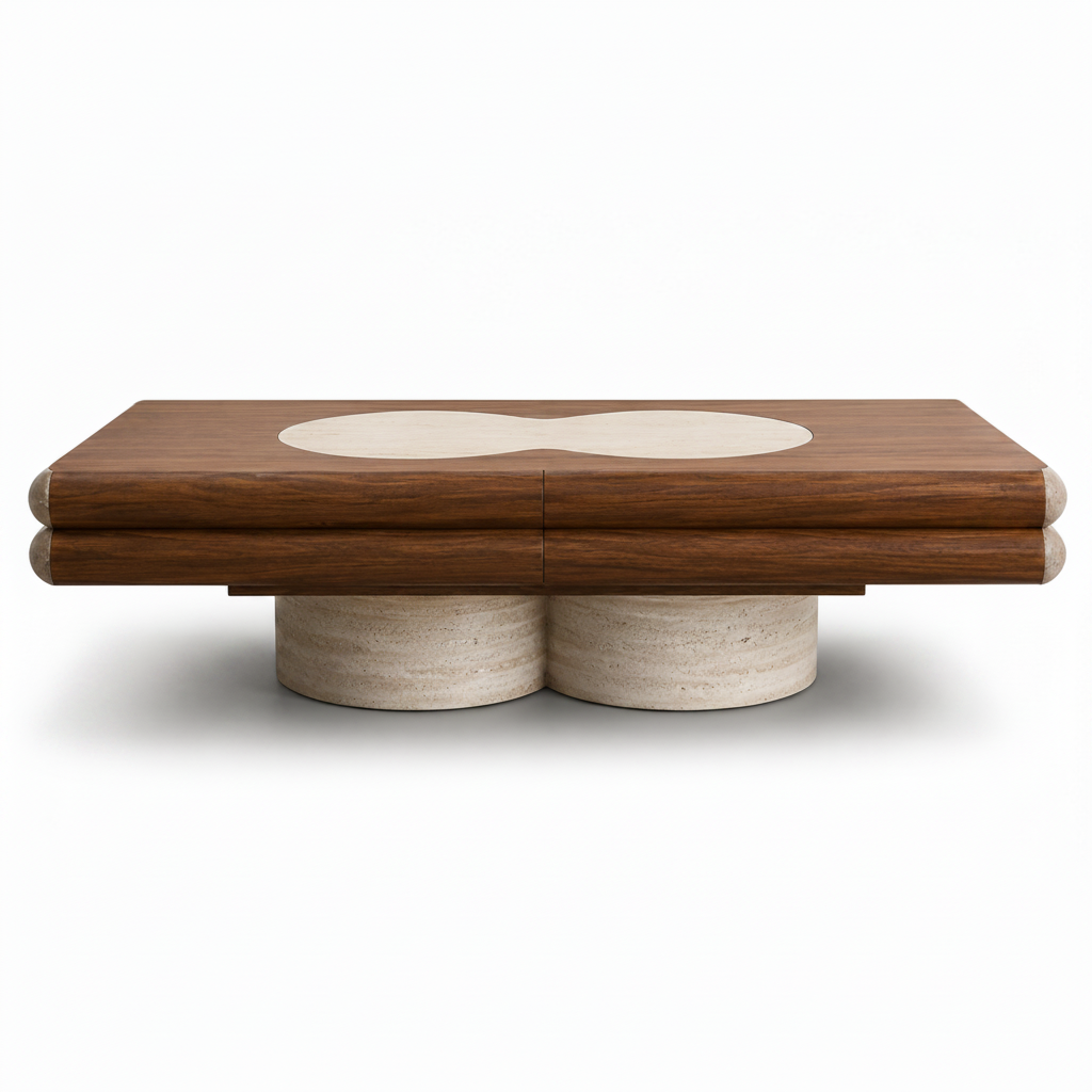Quenelle Walnut Coffee Table 正面白底图