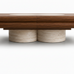 Quenelle Walnut Coffee Table 双石材底座细节白底图