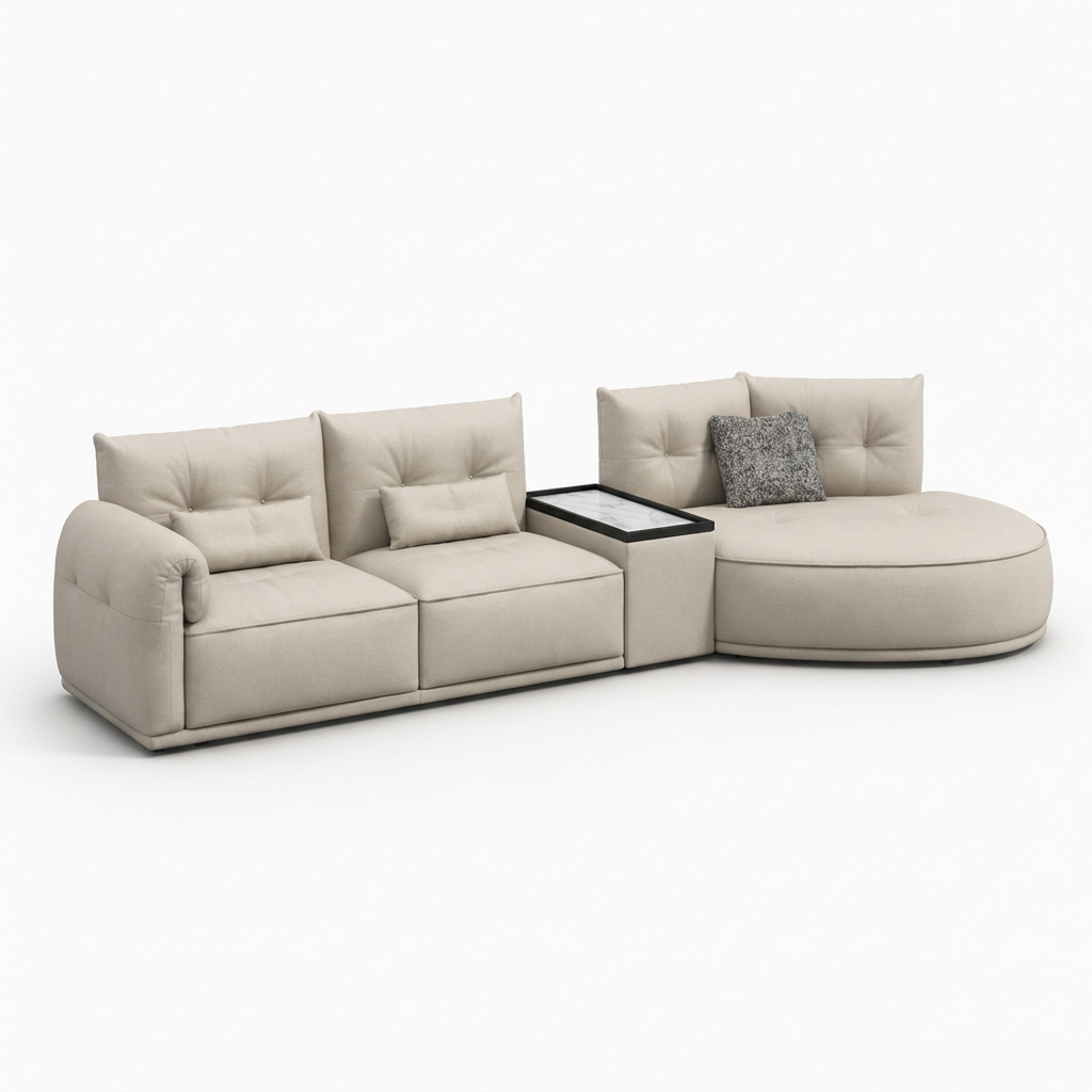 Quessaro Leather Sofa — front right 45° eye-level view on white background