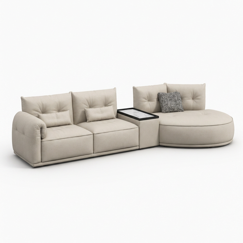 Quessaro Leather Sofa 右前45°朝向平视图 白色背景