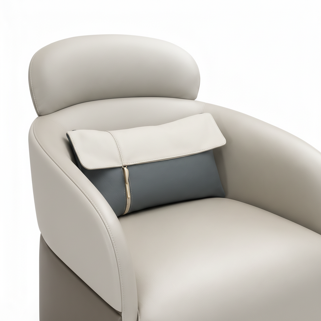 Quesselle Accent Chair close-up showing the leather upholstery detail