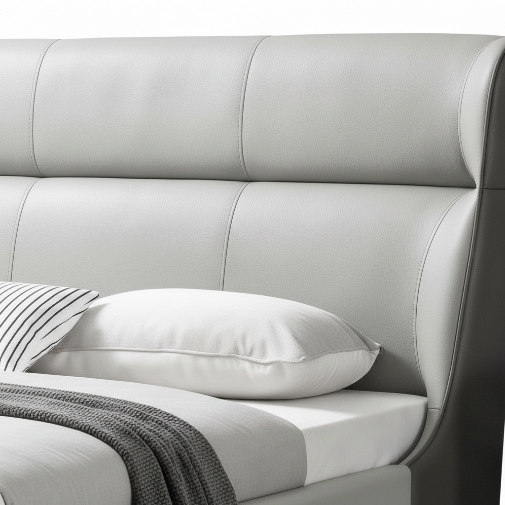 Quivelle Bed close-up of headboard detail on a white background