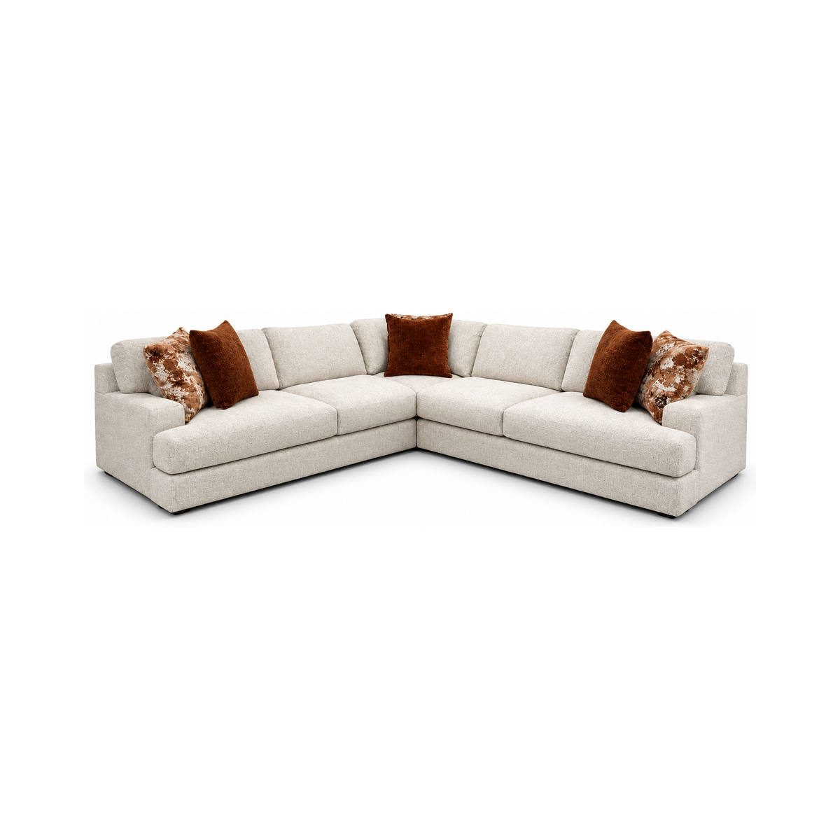 Ravelin Cream Sectional — full product, square white background
