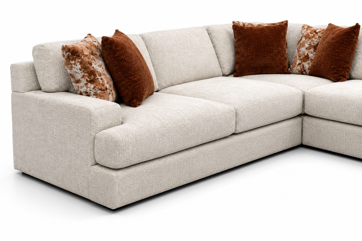 Ravelin Cream Sectional — arm and cushion detail