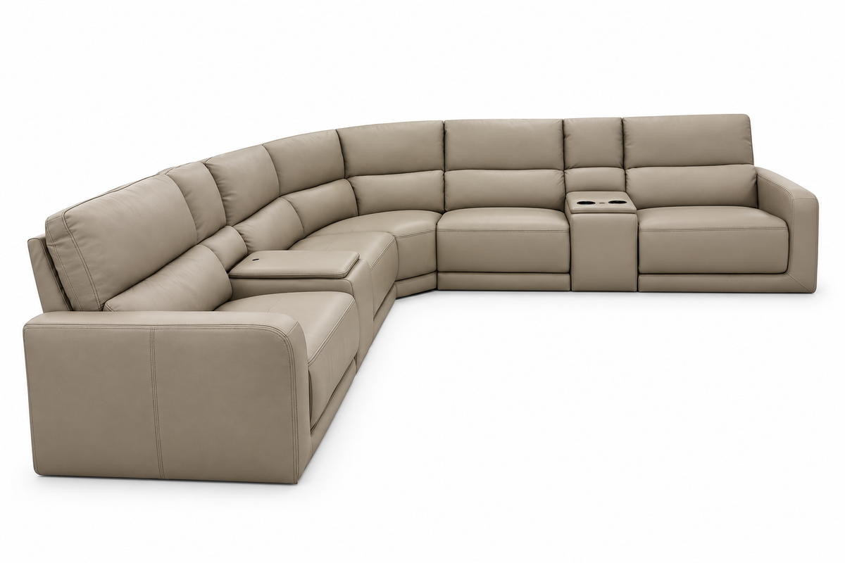 Ravelon sectional side view and tailored upholstery