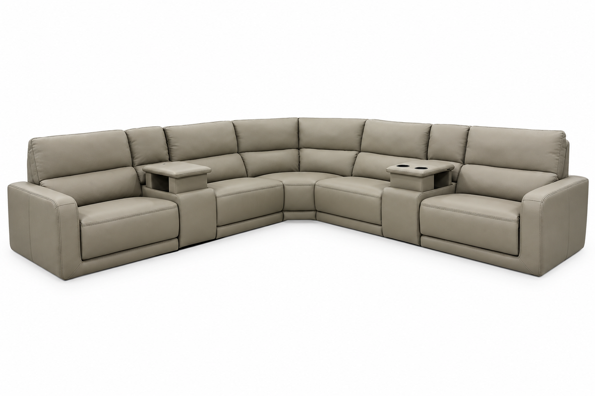 Ravelon sectional with both power lift consoles raised