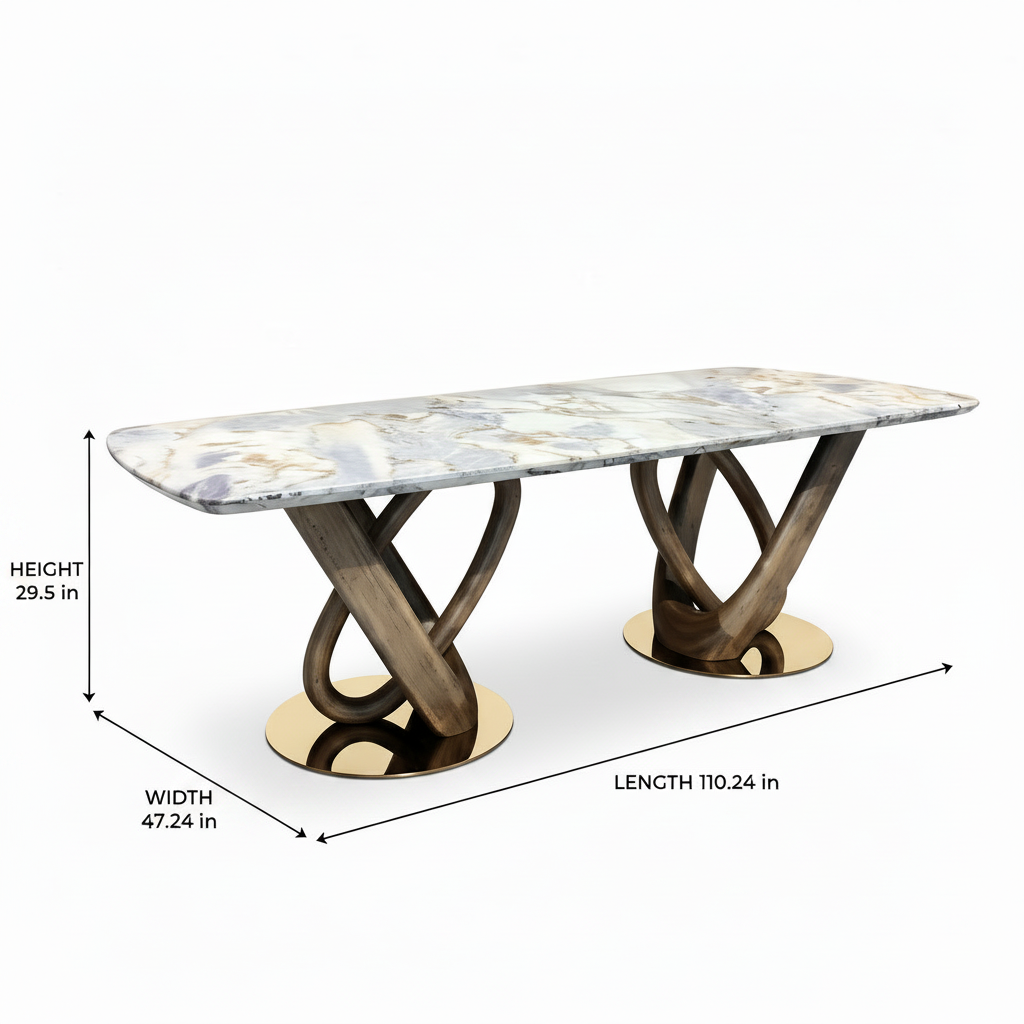 Remington Marble Dining Table dimension diagram