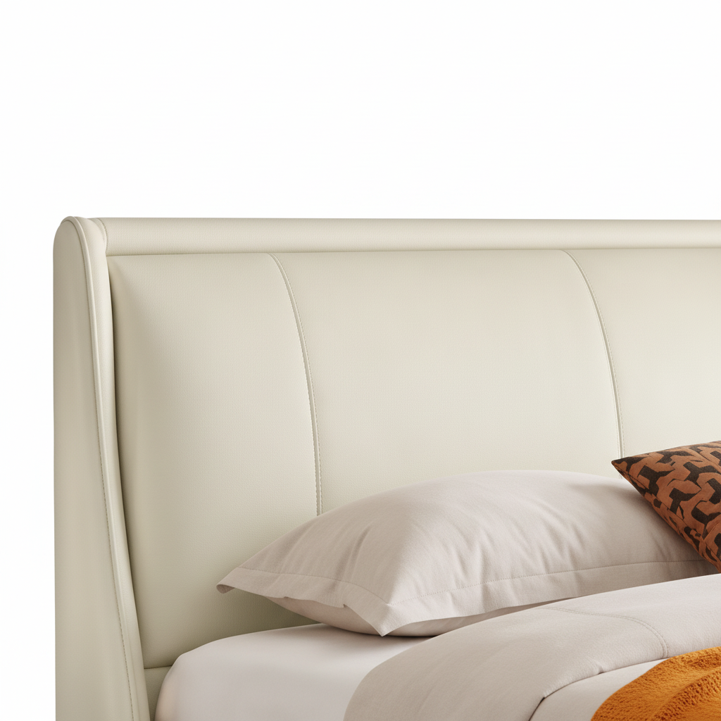 Renshaw Bed close-up of headboard detail on a white background
