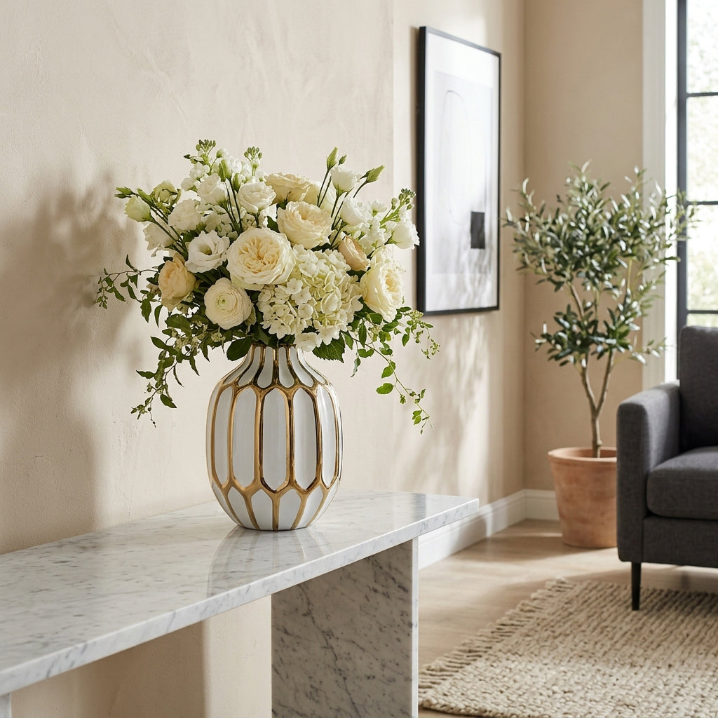 Calvinham White Vase — 8″ — additional view