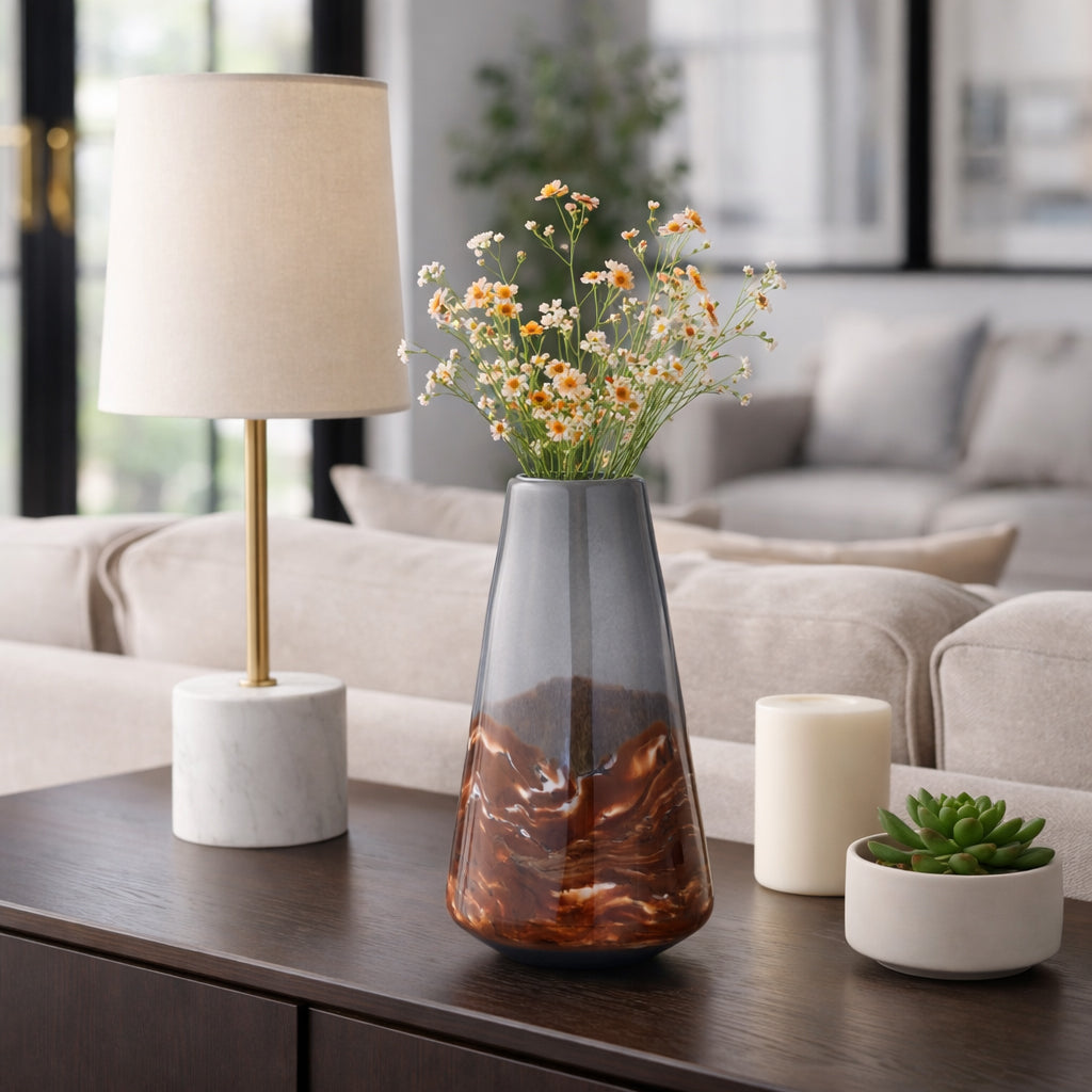Evertonvale Black Glass Vase — 14″ — additional view