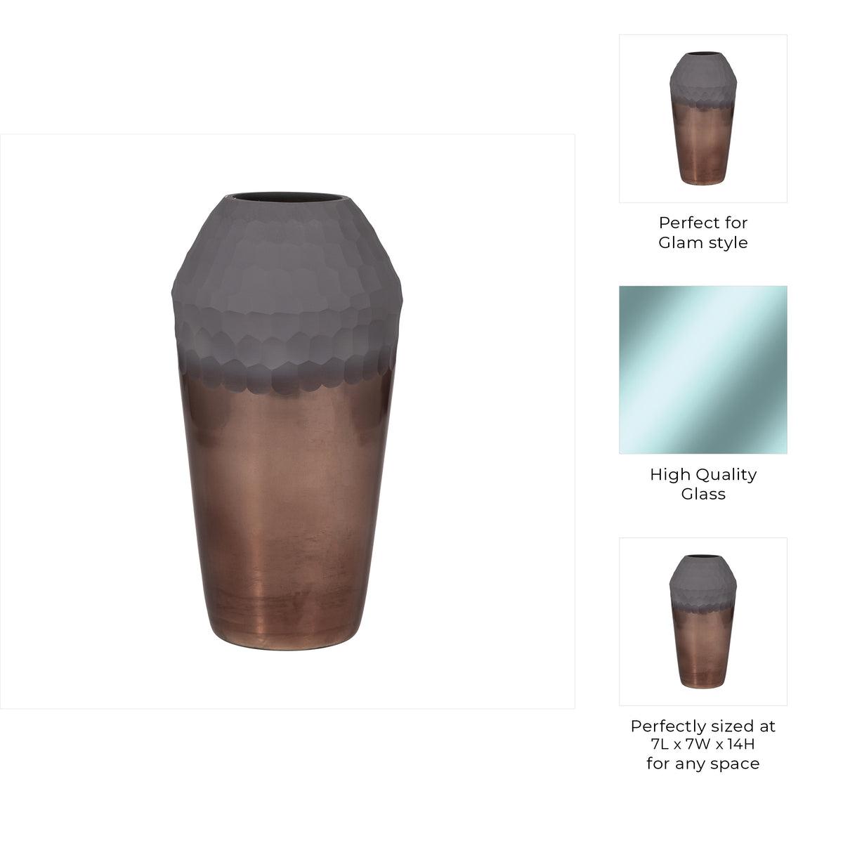 Daytonshaw Bronze Glass Vase — 14″ — additional view