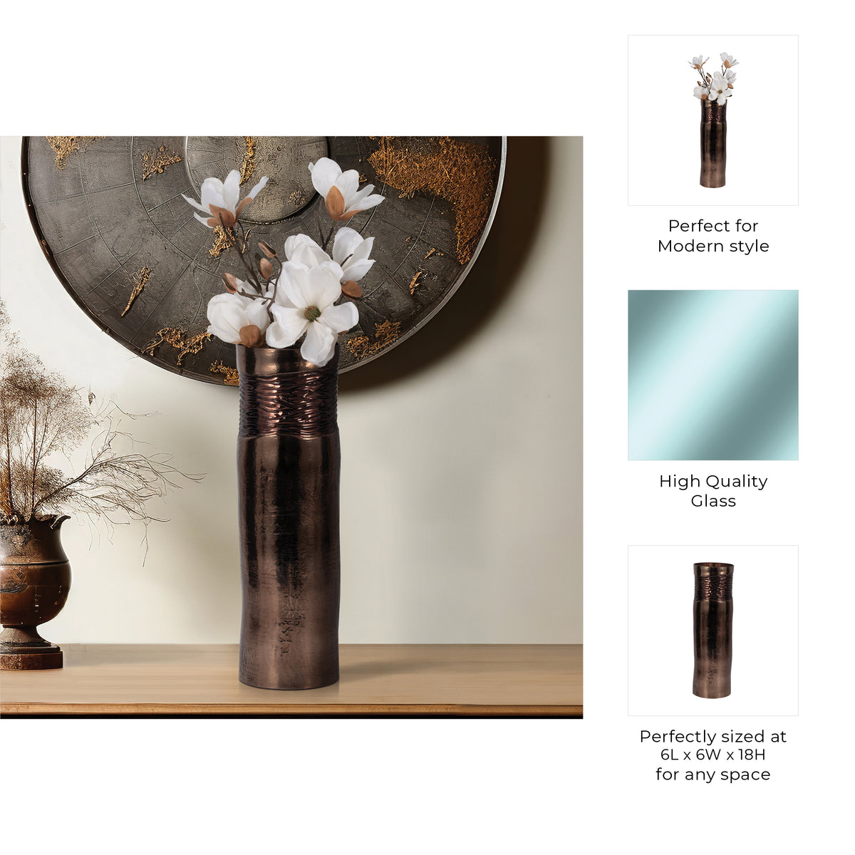 Hamdenway Bronze Glass Vase — 18″ — additional view