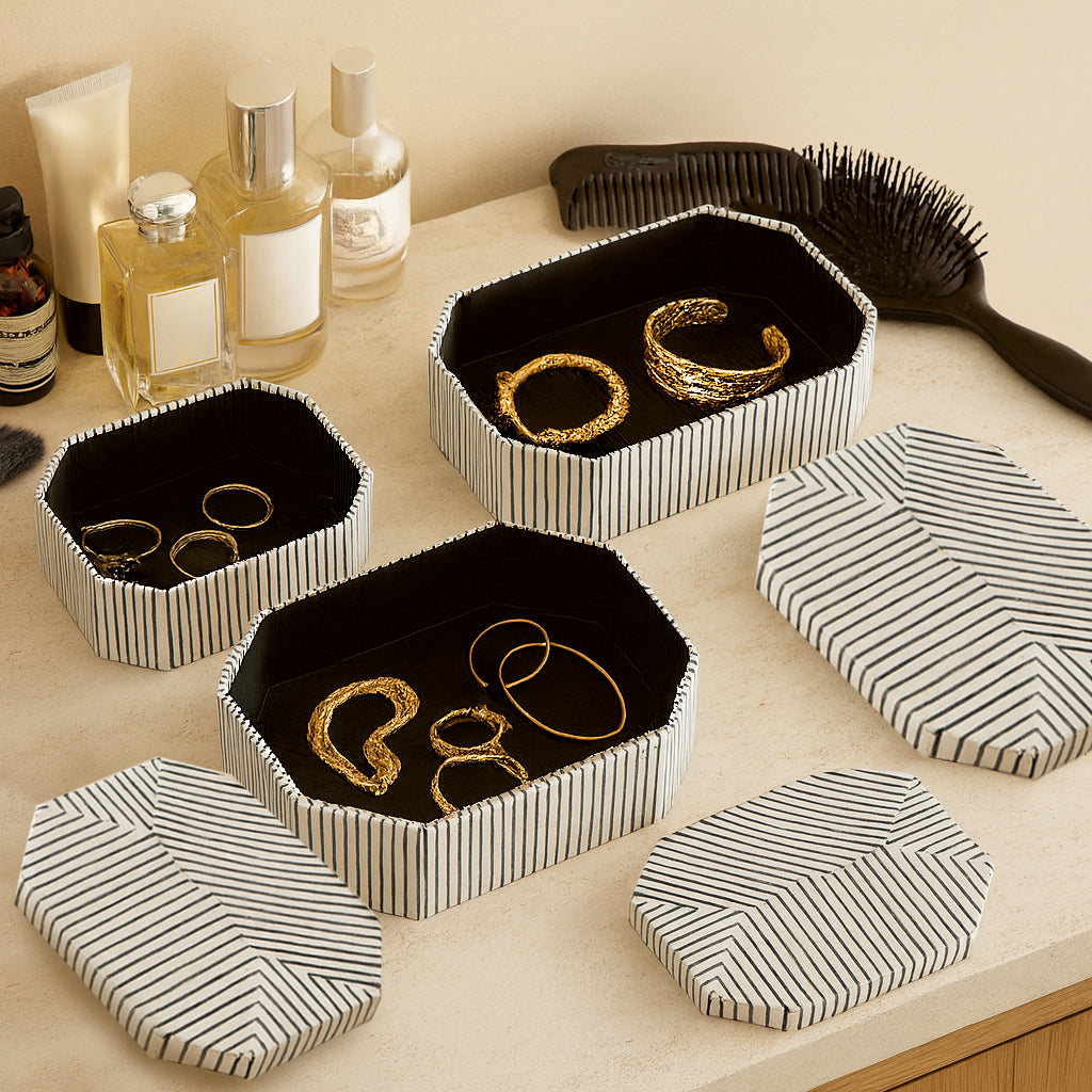 Oriondale Set of 3 White Boxes — 4″ — additional view