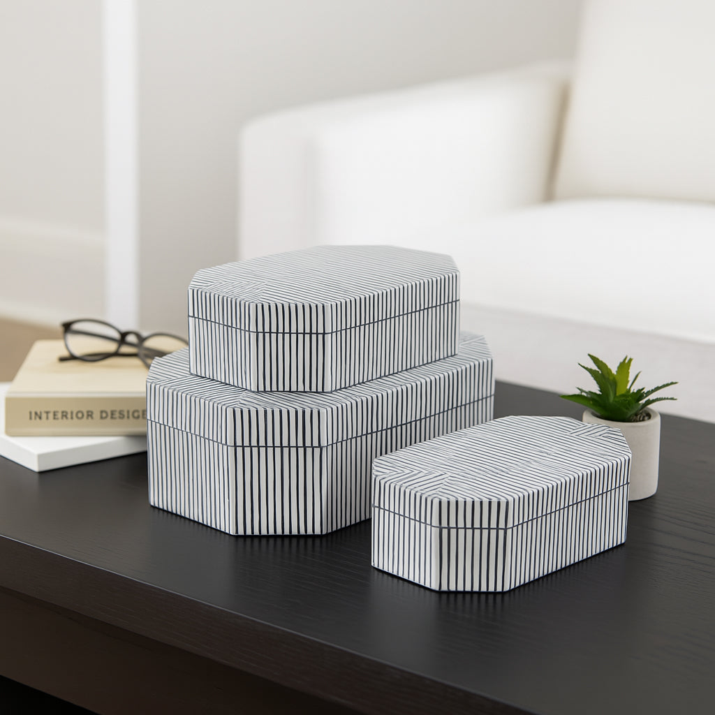 Oriondale Set of 3 White Boxes — 4″ — additional view
