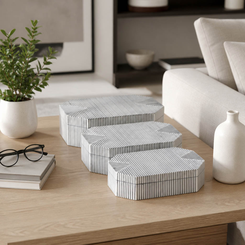 Oriondale Set of 3 White Boxes — 4″ — additional view