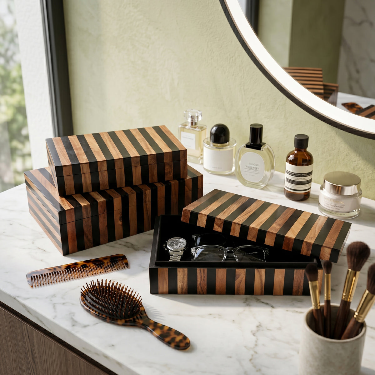 Dempseyburn Set of 3 Brown Boxes — 4″ — additional view