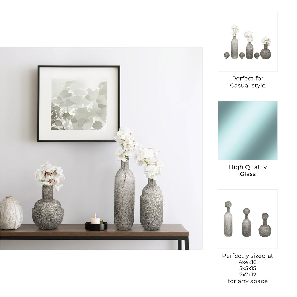Burtonburn Set of 3 Gray Glass Vases — 18″ — additional view