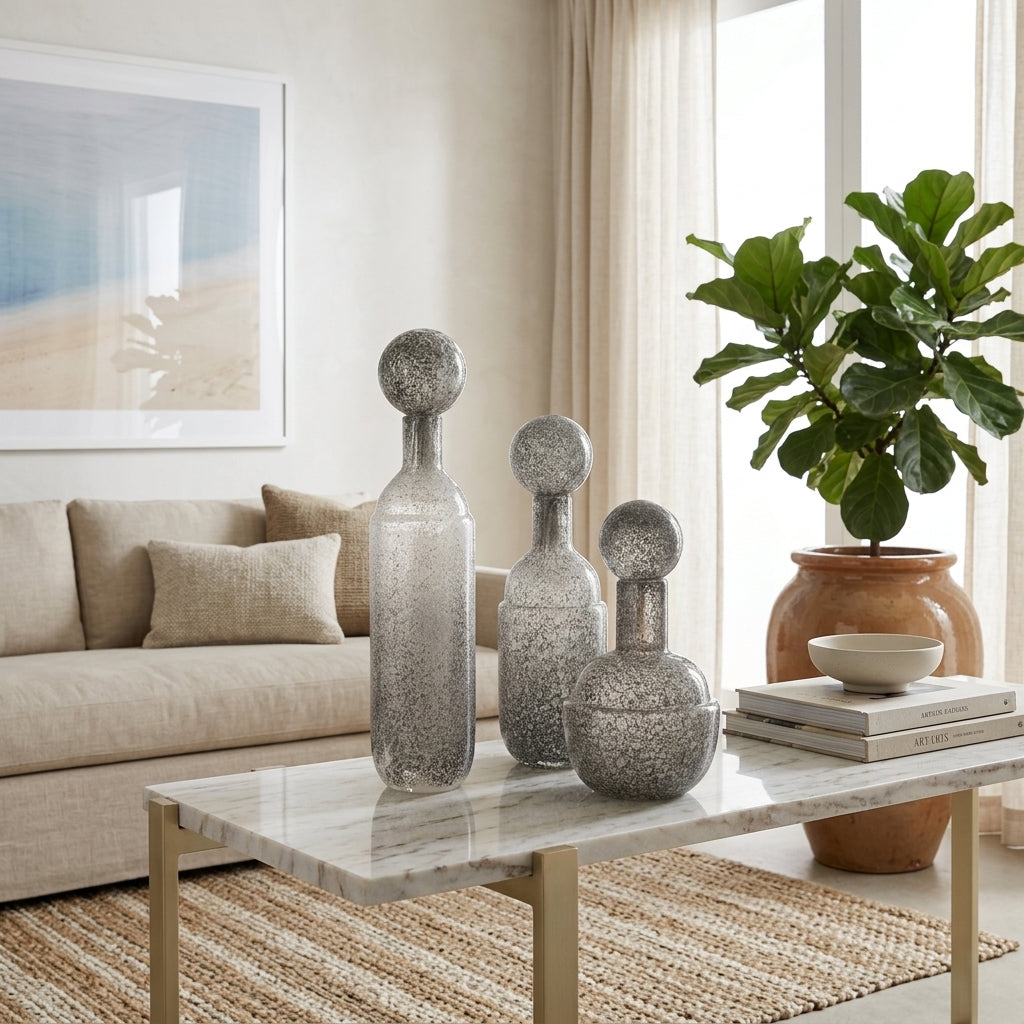 Burtonburn Set of 3 Gray Glass Vases — 18″ — additional view