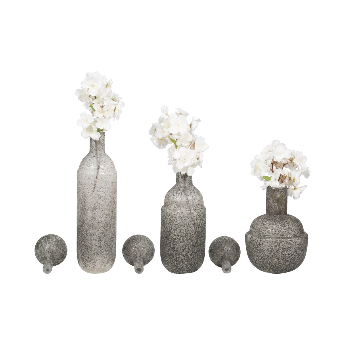 Burtonburn Set of 3 Gray Glass Vases — 18″ — additional view