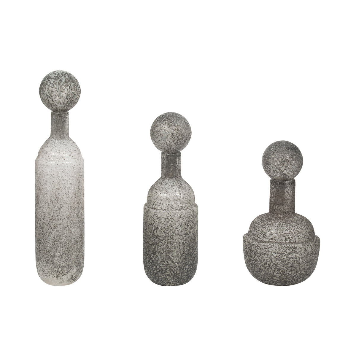 Burtonburn Set of 3 Gray Glass Vases — 18″ — additional view