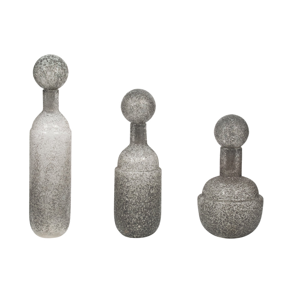 Burtonburn Set of 3 Gray Glass Vases — 18″ — additional view
