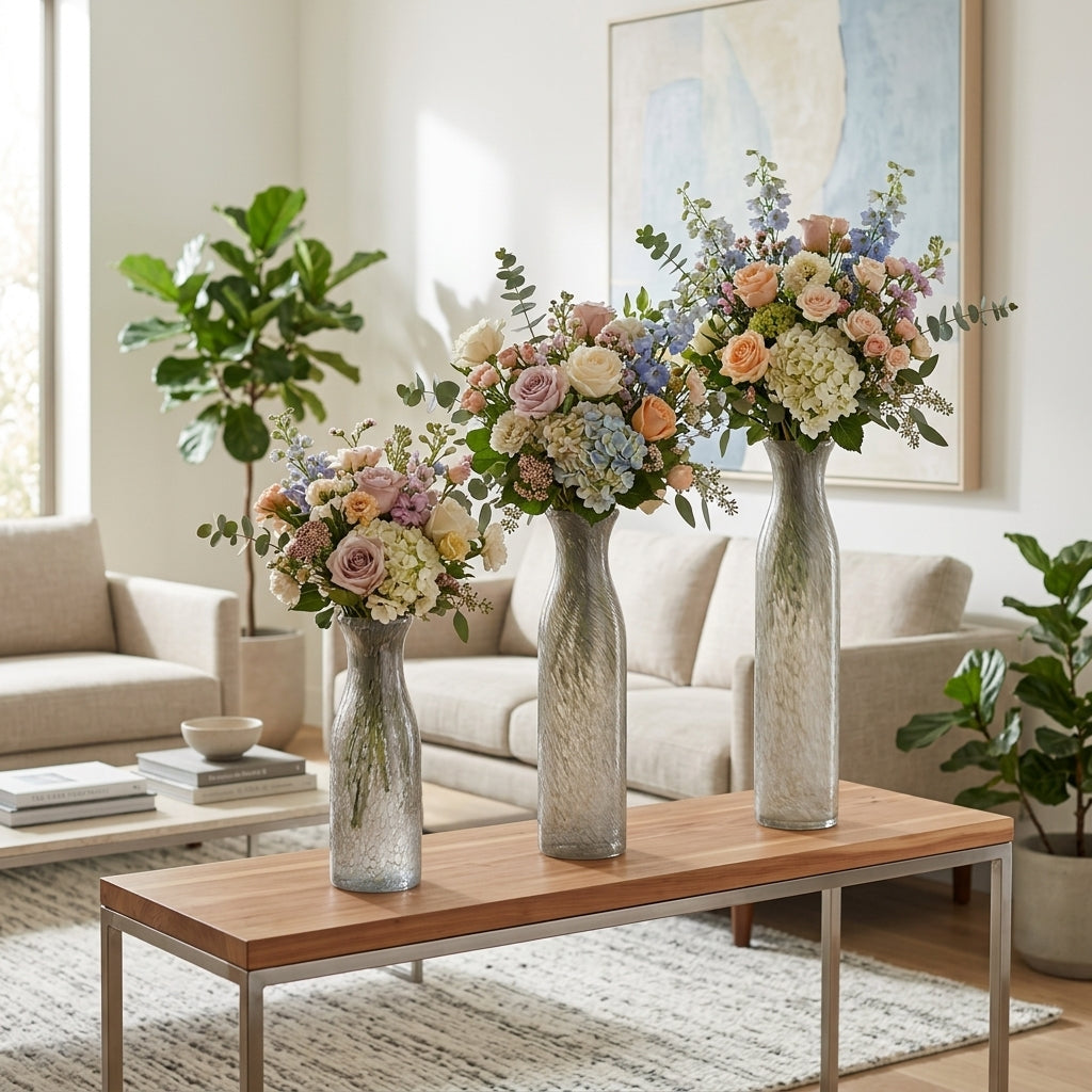Brynhaven Set of 3 Gray Glass Vases — 22″ — additional view