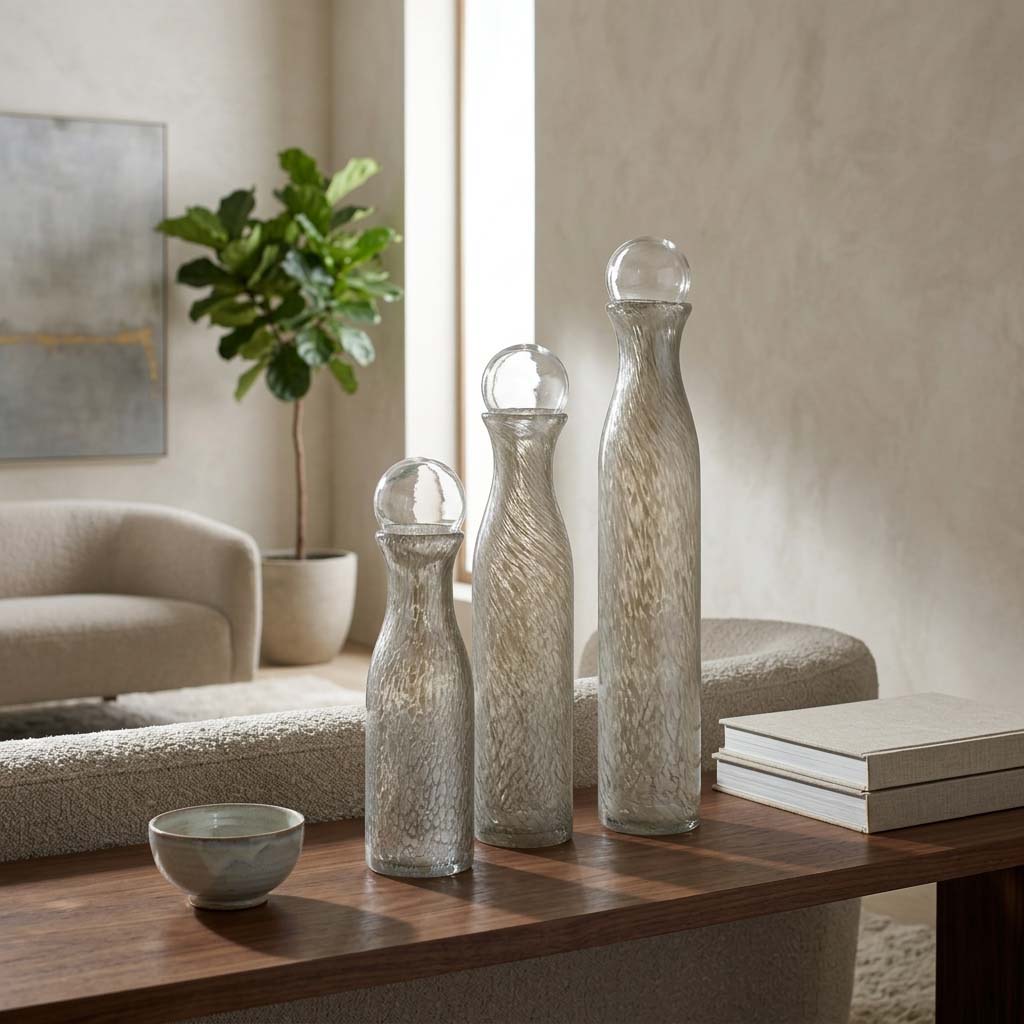 Brynhaven Set of 3 Gray Glass Vases — 22″ — additional view
