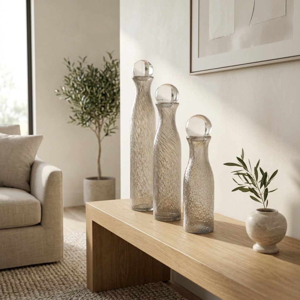 Brynhaven Set of 3 Gray Glass Vases — 22″ — additional view