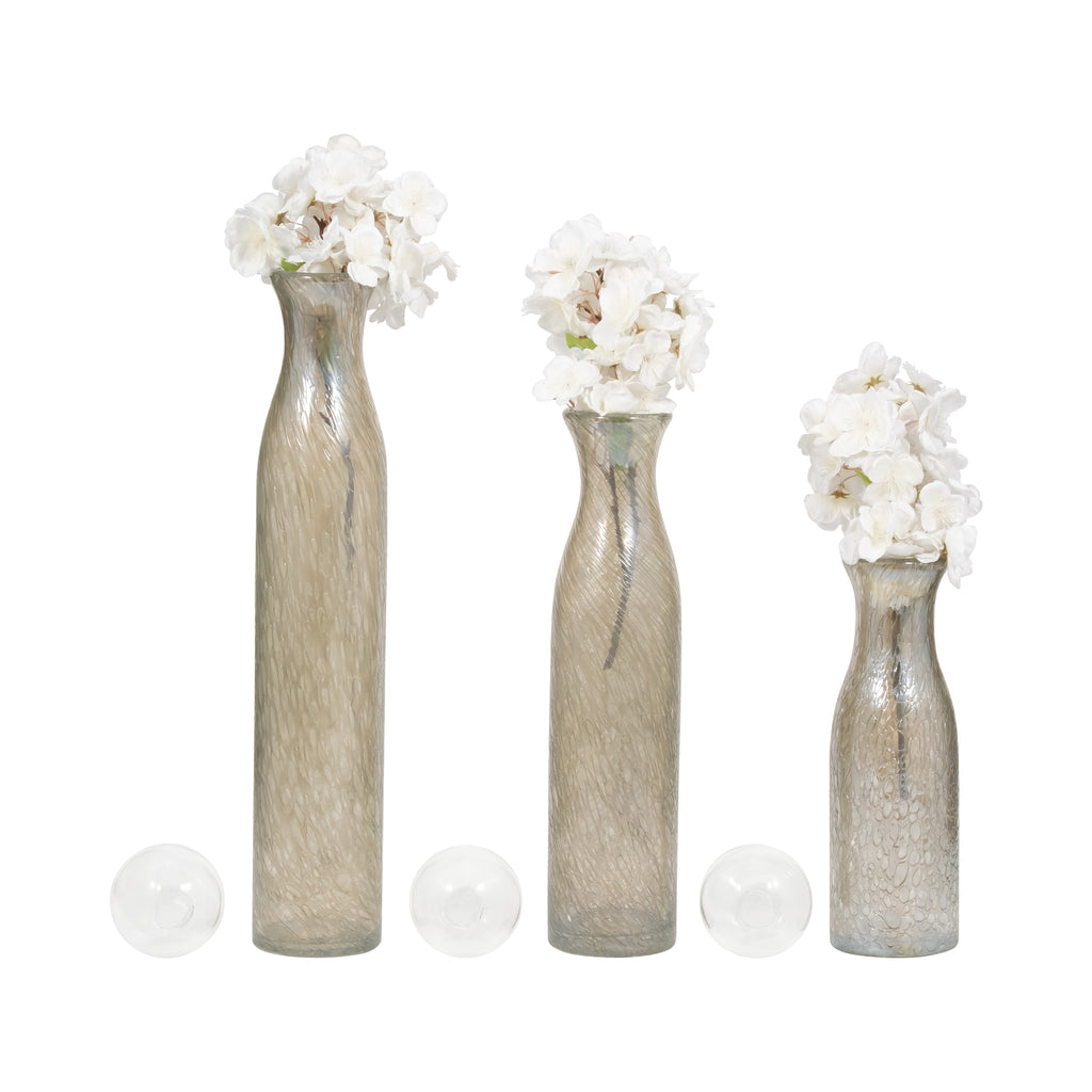 Brynhaven Set of 3 Gray Glass Vases — 22″ — additional view