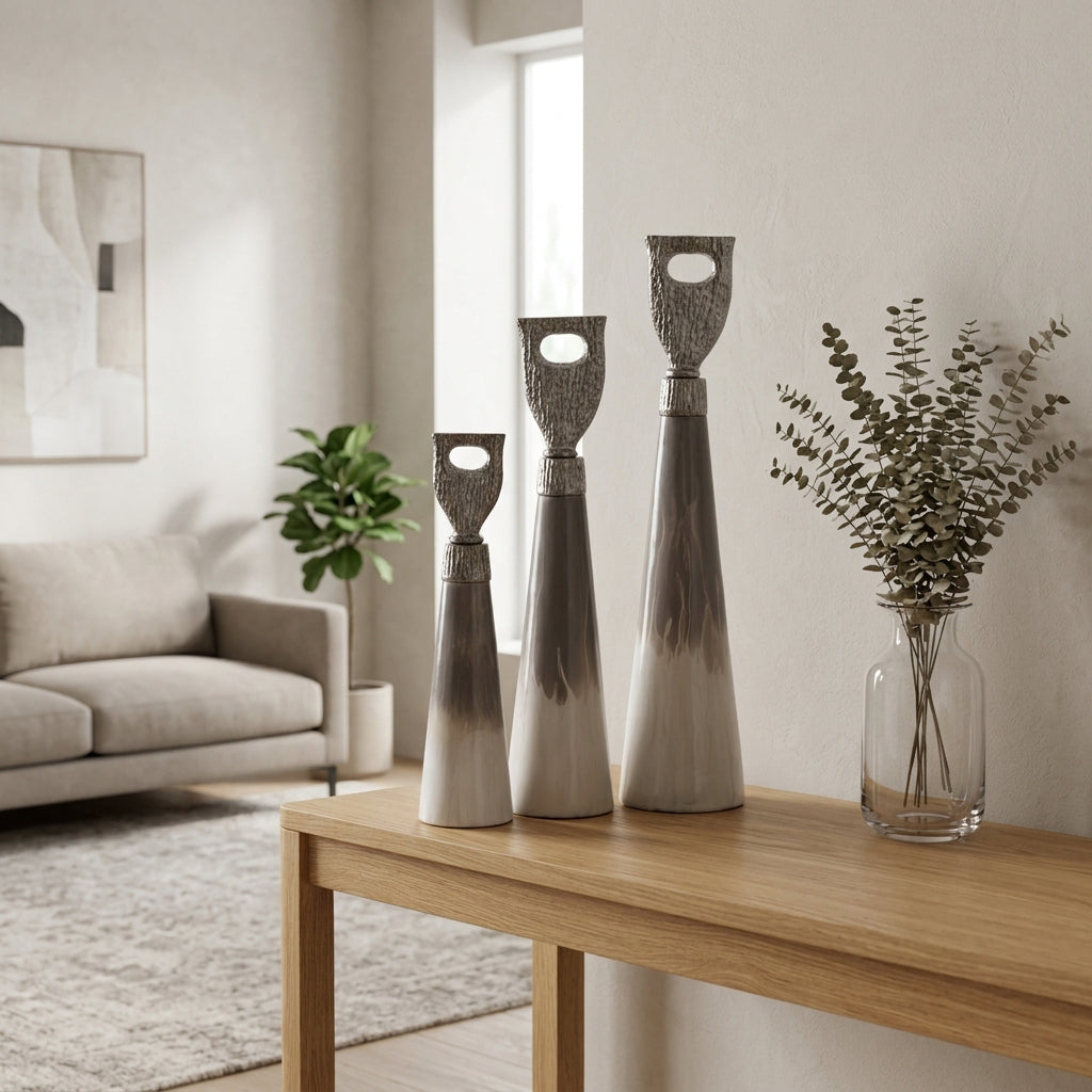 Claraham Set of 3 Gray Glass Vases — 22″ — additional view