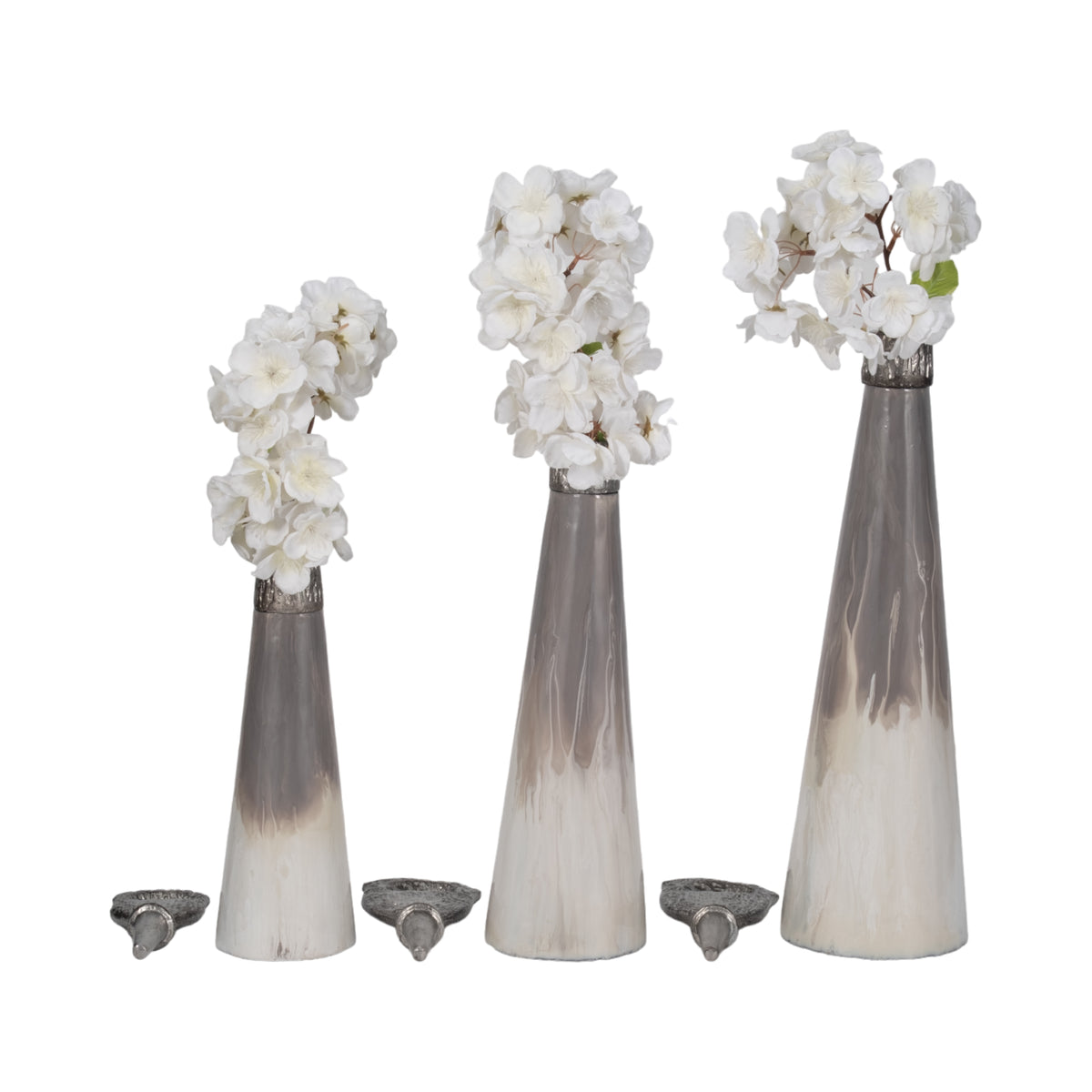 Claraham Set of 3 Gray Glass Vases — 22″ — additional view