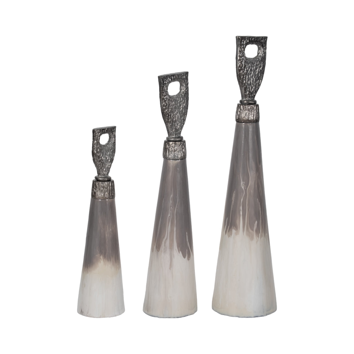 Claraham Set of 3 Gray Glass Vases — 22″ — additional view