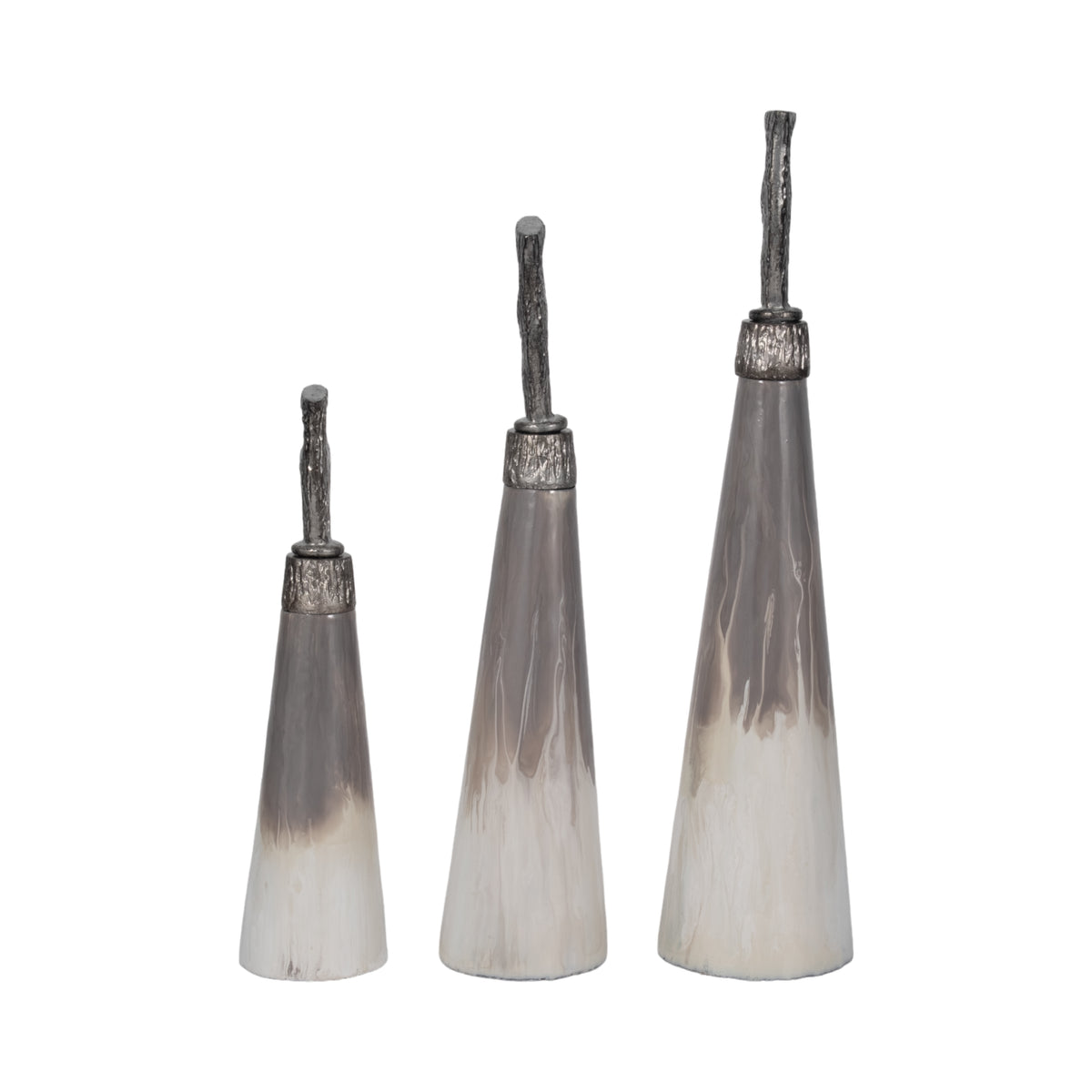 Claraham Set of 3 Gray Glass Vases — 22″ — additional view