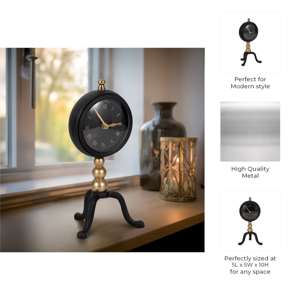 Elginwick Black Clock — 10″ — additional view