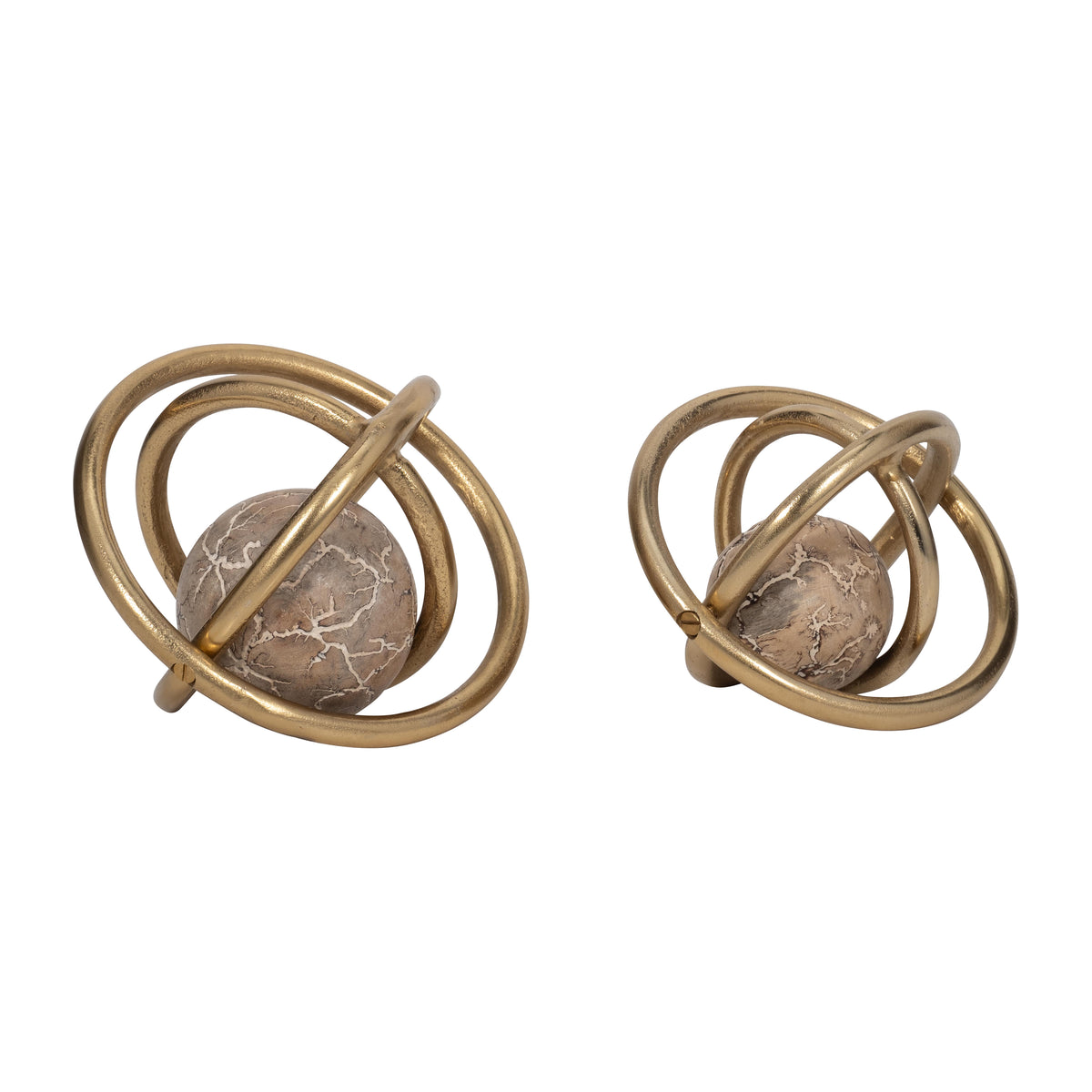 Ethanoak Set of 2 Gold Orbs — 6″ — additional view
