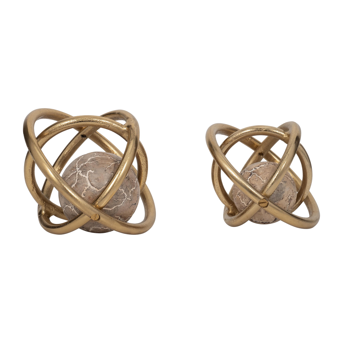 Ethanoak Set of 2 Gold Orbs — 6″ — additional view