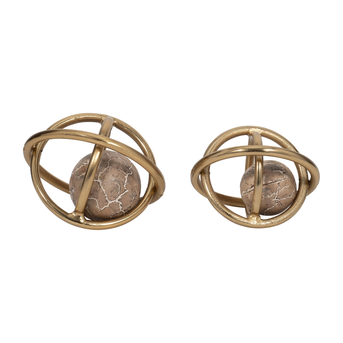 Ethanoak Set of 2 Gold Orbs — 6″ — additional view