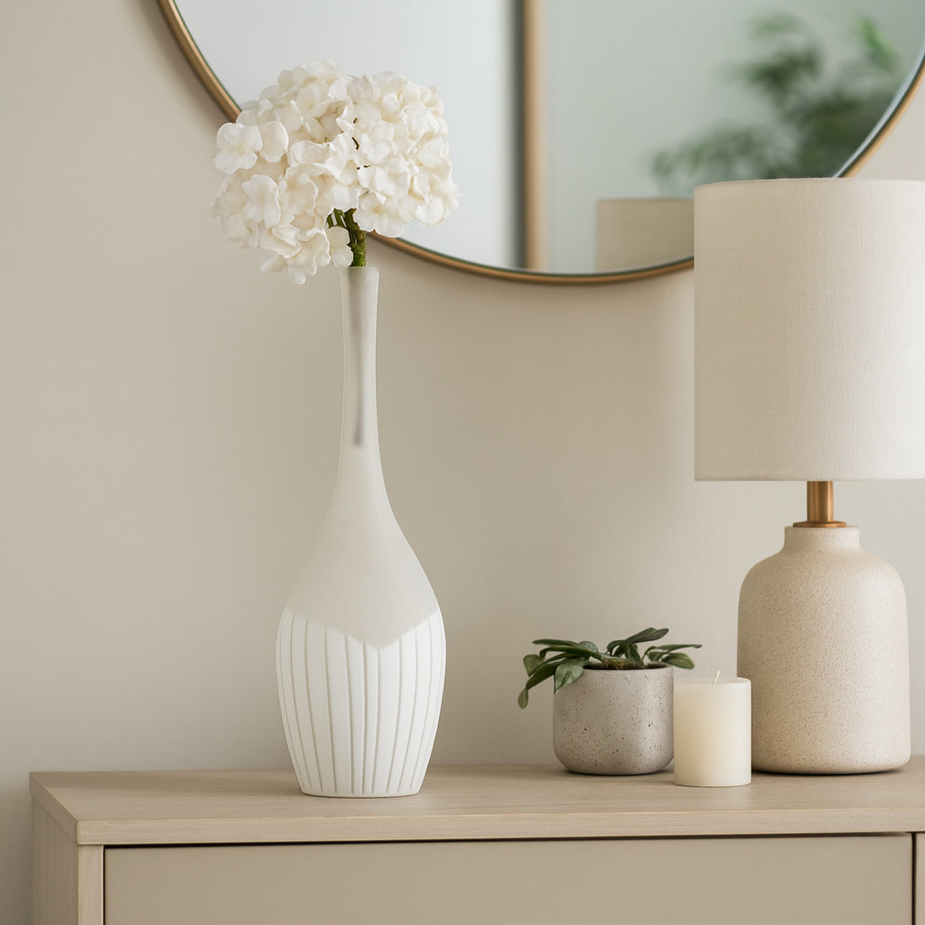 Thornby White Glass Vase — 17″ — additional view