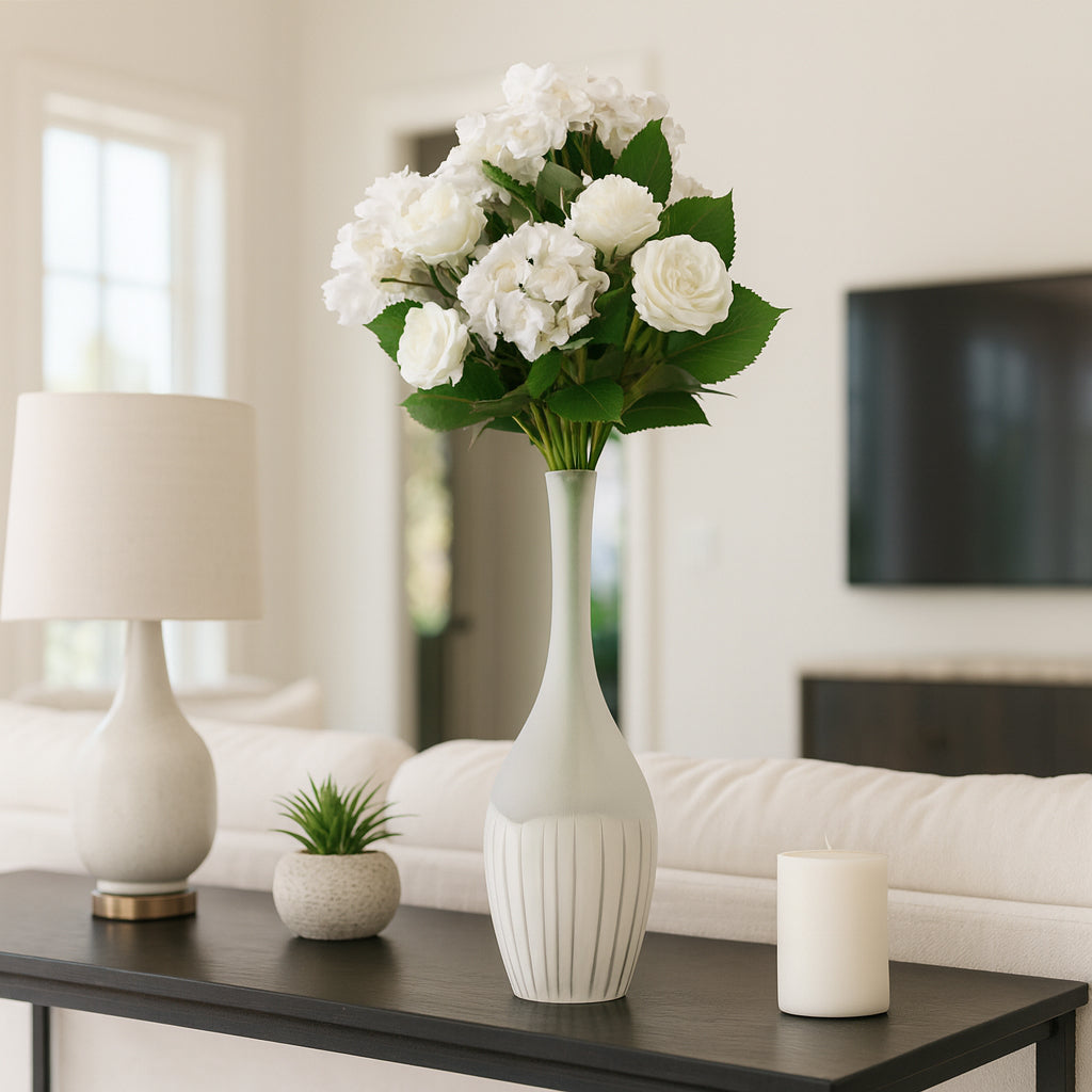 Thornby White Glass Vase — 17″ — additional view